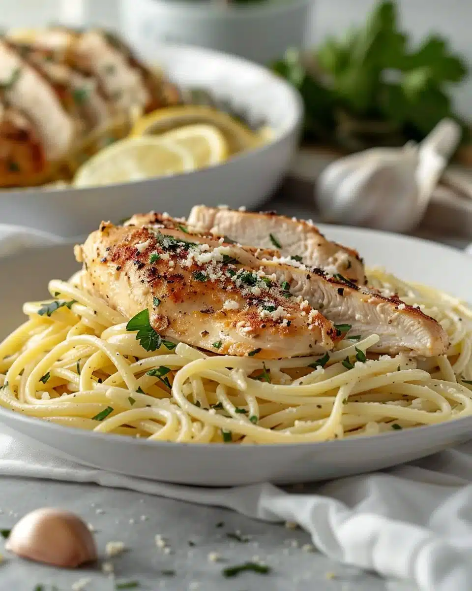 Healthy Garlic Parmesan Chicken Pasta