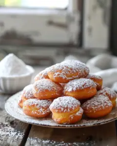Delicious light and fluffy buttermilk beignets dusted with powdered sugar