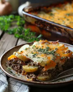 Delicious Hobo Casserole made with ground beef and vegetables