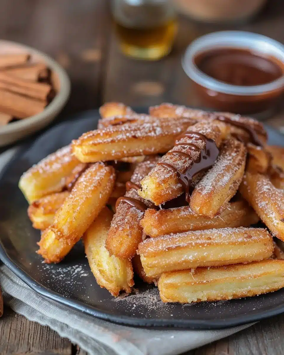 Delicious homemade churro bites served with Nutella for dipping