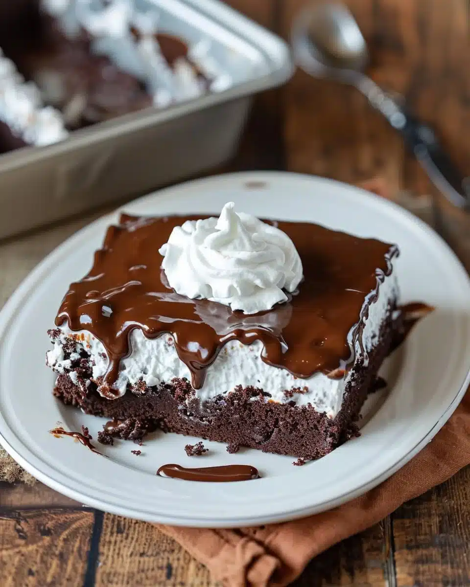 Moist Chocolate Sheet Cake with Whipped Cream and Ganache