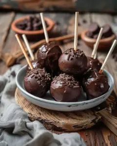 Delicious Starbucks copycat chocolate cake pops displayed on a wooden table