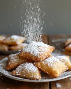 Delicious Vanilla French Beignets dusted with powdered sugar.