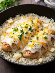 Delicious smothered chicken served over rice with savory gravy