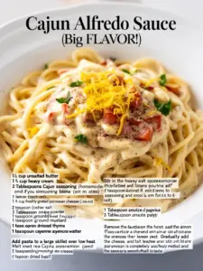 Creamy Cajun Alfredo sauce with spices and herbs for a flavorful dish