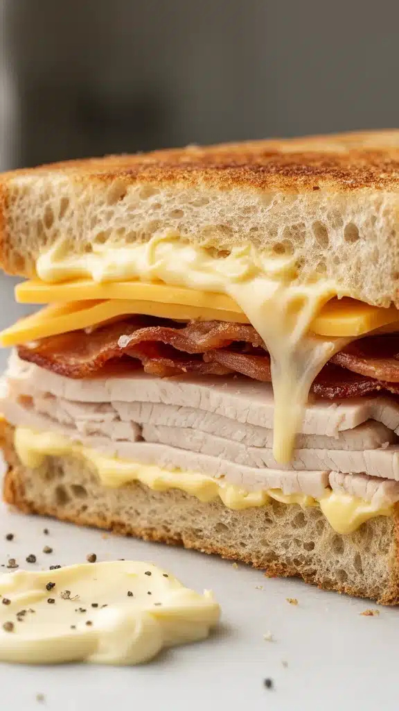 Cheddar and Bacon Turkey Melt on Sourdough