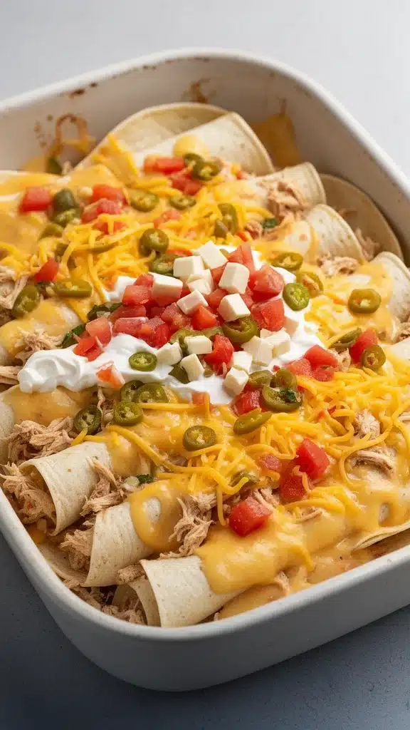 Cheese Chicken Enchiladas Bake