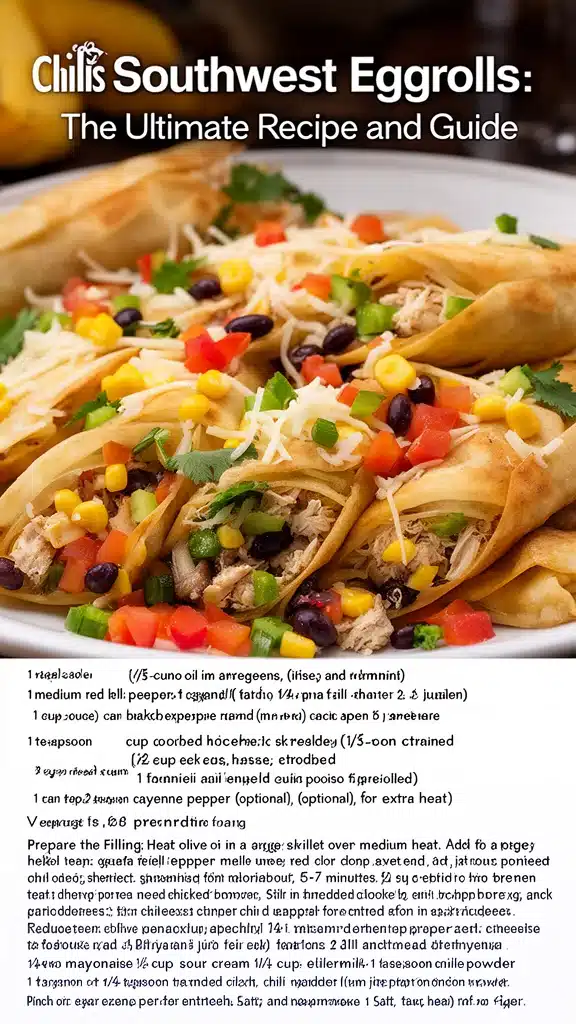 Delicious Chilis Southwest Eggrolls on a plate, served with dipping sauce.