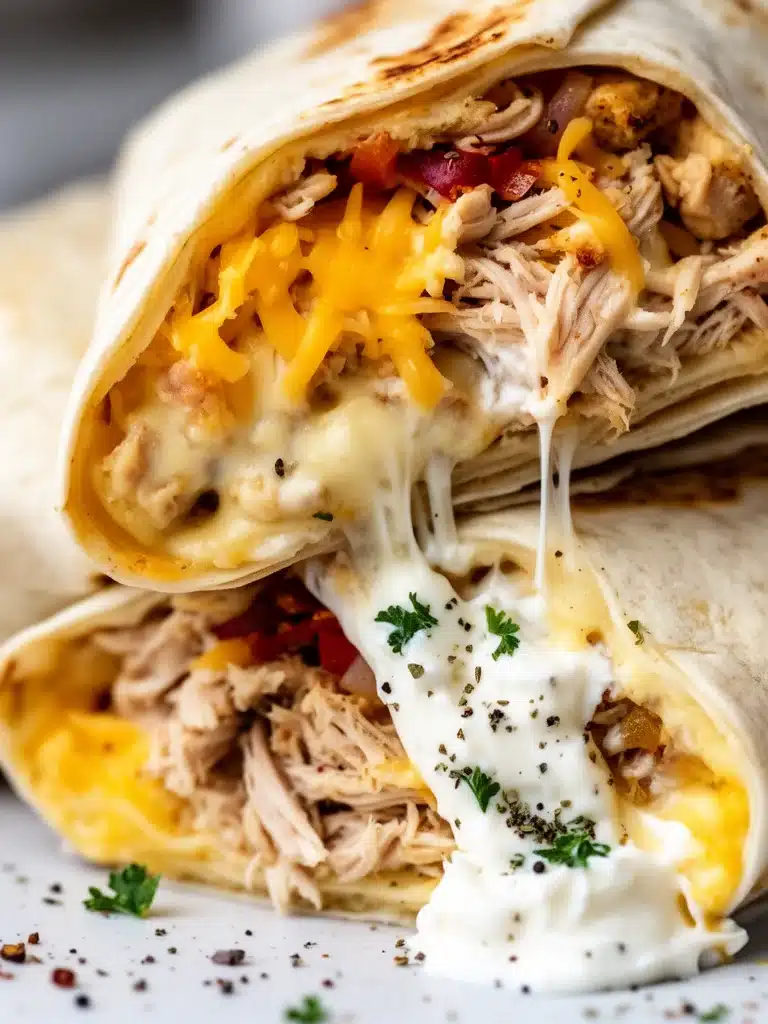 Cozy Cheesy Garlic Chicken Wraps
