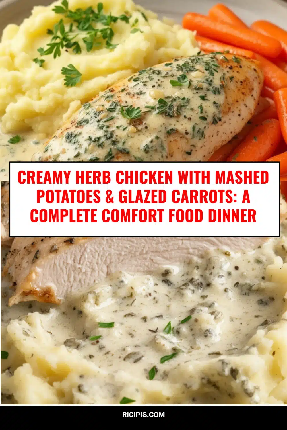 Creamy Herb Chicken with Mashed Potatoes & Glazed Carrots: A Complete Comfort Food Dinner