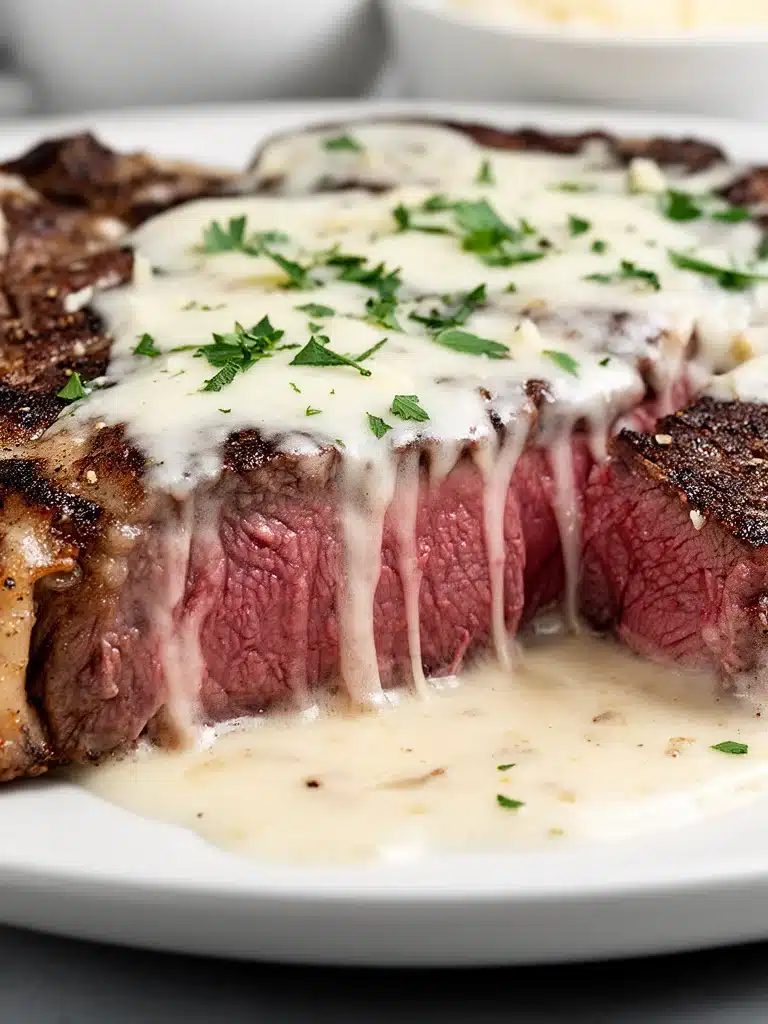 Garlic Butter Steak With Parmesan Cream Sauce