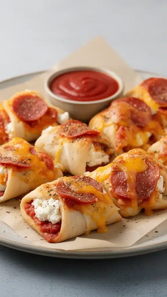 High Protein Pepperoni Pizza Rolls
