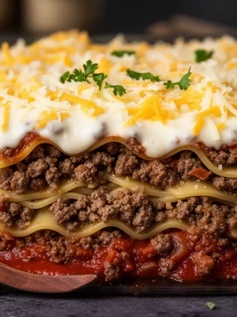 Parmesan Garlic Bacon Cheeseburger Lasagna Recipe