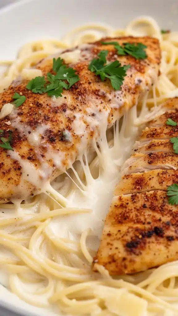 Savory Cajun Chicken and Creamy Garlic Parmesan Linguine
