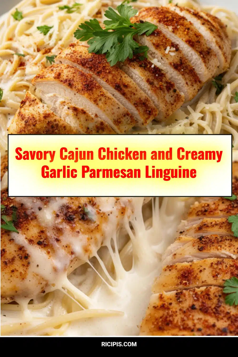 Savory Cajun Chicken and Creamy Garlic Parmesan Linguine