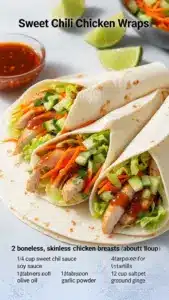 Sweet Chili Chicken Wraps filled with fresh ingredients and spicy sauce