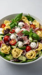 Delicious Tortellini Pasta Salad with vibrant vegetables and dressing